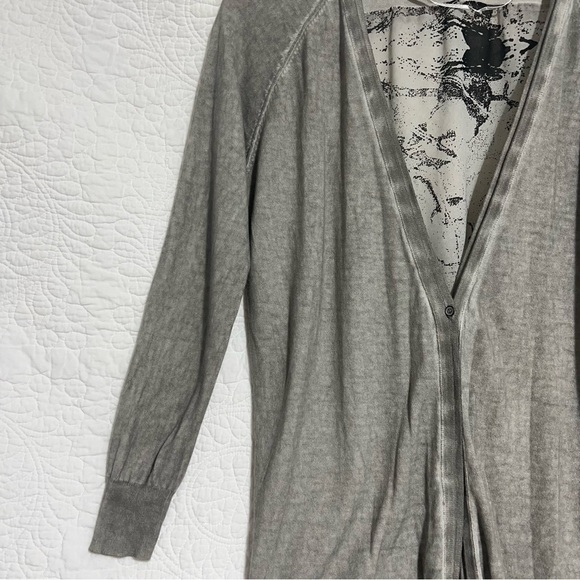 SANDWICH Distressed Grey Knit Cardigan with Sheer Back Panel, Size X-Small -#238 - Picture 12 of 12